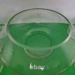 Vintage 13 Piece Riekes Crisa Moderno Cut Top Punch Bowl, Cups 2 Chips