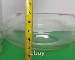 Vintage 13 Piece Riekes Crisa Moderno Cut Top Punch Bowl, Cups 2 Chips