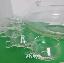Vintage 13 Piece Riekes Crisa Moderno Cut Top Punch Bowl, Cups 2 Chips
