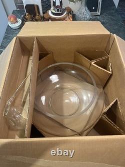 Vintage 14 PC Hand Blown Crystal Moderno Riekes Crisa Punch Bowl Set withLadle