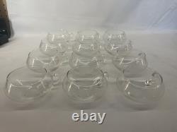 Vintage 14 PC Hand Blown Crystal Moderno Riekes Crisa Punch Bowl Set withLadle