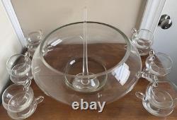 Vintage 14 PC Hand Blown Crystal Riekes Crisa Punch Bowl Set W Original Box