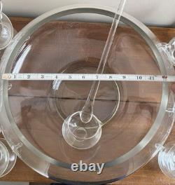 Vintage 14 PC Hand Blown Crystal Riekes Crisa Punch Bowl Set W Original Box