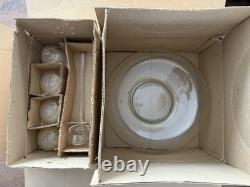 Vintage 14 PC Hand Blown Crystal Riekes Crisa Punch Bowl Set W Original Box