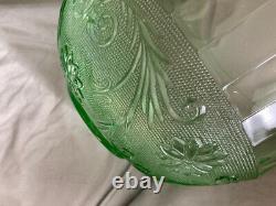 Vintage 14 Piece TIARA CHANTILLY Green SANDWICH Punch Bowl & Cups Set with Box