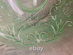 Vintage 14 Piece TIARA CHANTILLY Green SANDWICH Punch Bowl & Cups Set with Box