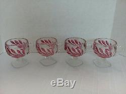 Vintage 15 Pieces, Indiana Oleander Willow Magnolia Ruby Flash Punch Bowl Set