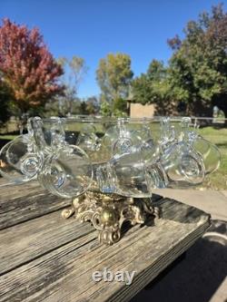 Vintage 15 pcs Pitman Dreitzer Colony Gold Elegance Crystal Punch Bowl Cup Ladel