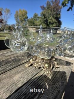 Vintage 15 pcs Pitman Dreitzer Colony Gold Elegance Crystal Punch Bowl Cup Ladel