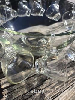 Vintage 15 pcs Pitman Dreitzer Colony Gold Elegance Crystal Punch Bowl Cup Ladel