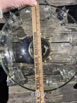 Vintage 15 pcs Pitman Dreitzer Colony Gold Elegance Crystal Punch Bowl Cup Ladel