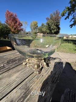 Vintage 15 pcs Pitman Dreitzer Colony Gold Elegance Crystal Punch Bowl Cup Ladel