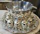Vintage 17pc Alpaka Silver Plated Grapes Punch Bowl Set With Glass Inserts