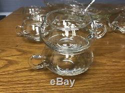 Vintage 17pc Crystal Moderno Punch Bowl Set Riekes Crisa Cups Ladle Hand Blown