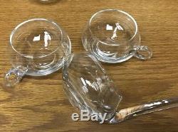 Vintage 17pc Crystal Moderno Punch Bowl Set Riekes Crisa Cups Ladle Hand Blown