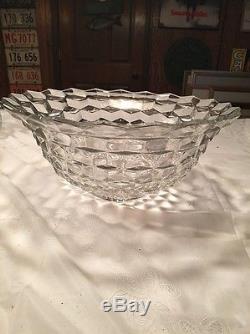 Vintage 18 Inch Fostoria American Clear Punch Bowl With 24 Cups ad Ladle