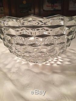 Vintage 18 Inch Fostoria American Clear Punch Bowl With 24 Cups ad Ladle