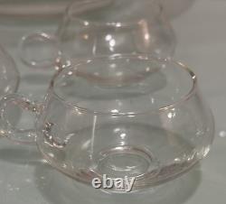 Vintage 18 PC Hand Blown Crystal Moderno Riekes Crisa Punch Bowl Set W 11 Cups