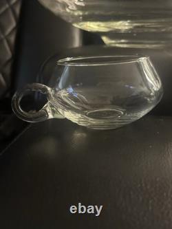 Vintage 18 PC Hand Blown Crystal Moderno Riekes Crisa Punch Bowl Set W 11 Cups