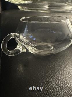 Vintage 18 PC Hand Blown Crystal Moderno Riekes Crisa Punch Bowl Set W 11 Cups