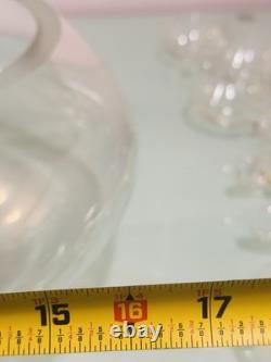 Vintage 18 PC Hand Blown Crystal Moderno Riekes Crisa Punch Bowl Set W 11 Cups