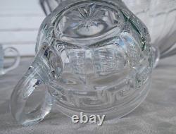 Vintage 1930's Heisey Glass Greek Key Punch Bowl & 6 Cups