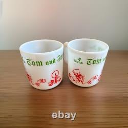 Vintage 1940s Tom and Jerry Punch Bowl Set Hazel Atlas Bowl &6 Cups & OG Box