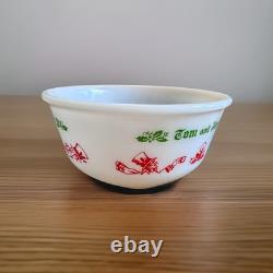 Vintage 1940s Tom and Jerry Punch Bowl Set Hazel Atlas Bowl &6 Cups & OG Box