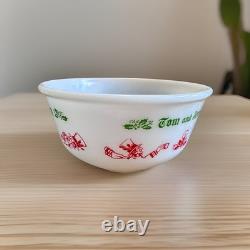 Vintage 1940s Tom and Jerry Punch Bowl Set Hazel Atlas Bowl &6 Cups & OG Box