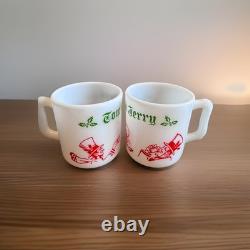 Vintage 1940s Tom and Jerry Punch Bowl Set Hazel Atlas Bowl &6 Cups & OG Box