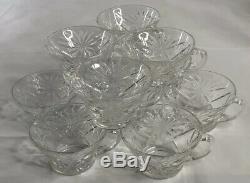 Vintage 1950 Punch Bowl Set Anchor Hocking Prescut Clear Glass Starburst 27 Pcs