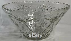 Vintage 1950 Punch Bowl Set Anchor Hocking Prescut Clear Glass Starburst 27 Pcs