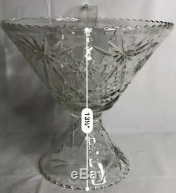 Vintage 1950 Punch Bowl Set Anchor Hocking Prescut Clear Glass Starburst 27 Pcs