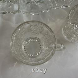 Vintage 1950's BRISTOL DIAMOND Crystal Punch Bowl Set 1 Bowl, 1 Plate, 12 Cups