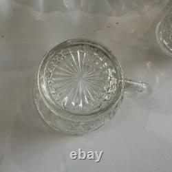 Vintage 1950's BRISTOL DIAMOND Crystal Punch Bowl Set 1 Bowl, 1 Plate, 12 Cups