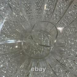 Vintage 1950's BRISTOL DIAMOND Crystal Punch Bowl Set 1 Bowl, 1 Plate, 12 Cups