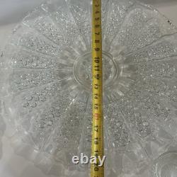 Vintage 1950's BRISTOL DIAMOND Crystal Punch Bowl Set 1 Bowl, 1 Plate, 12 Cups