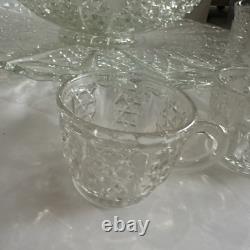Vintage 1950's BRISTOL DIAMOND Crystal Punch Bowl Set 1 Bowl, 1 Plate, 12 Cups