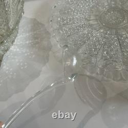 Vintage 1950's BRISTOL DIAMOND Crystal Punch Bowl Set 1 Bowl, 1 Plate, 12 Cups