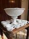 Vintage 1950's Milk McKee Glass punch bowl set with 11 cups