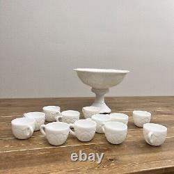 Vintage 1950's Milk McKee Glass punch bowl set with 12 cups