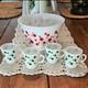 Vintage 1950s Hazel Atlas Polka Dot Milk Glass Punch Bowl And Cups