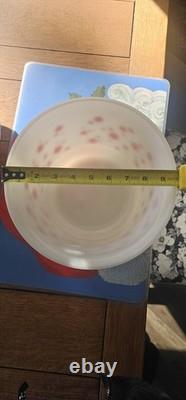 Vintage 1950s Hazel Atlas Polka Dot Milk Glass Punch Bowl And Cups