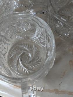 Vintage 1950s Imperial Glass Punch Bowls with 9 cups