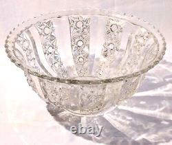 Vintage 1960s Large Heavy Cut Glass Punch Bowl 15 inches x 7 inches