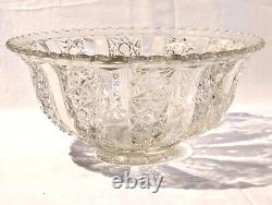 Vintage 1960s Large Heavy Cut Glass Punch Bowl 15 inches x 7 inches