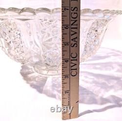 Vintage 1960s Large Heavy Cut Glass Punch Bowl 15 inches x 7 inches