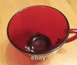 Vintage 1960s Ruby Red Depression Glass Punch Bowl WithBase And 12 Glasses