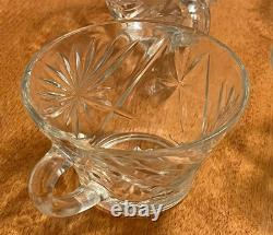 Vintage 1970s American Lrg Glass Punch Bowl with 15 Cups by Anchor Hocking Glass