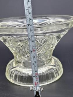 Vintage 1980s L E Smith Clear Crystal Glass McKee Aztec Punch Bowl Set 9 Cups